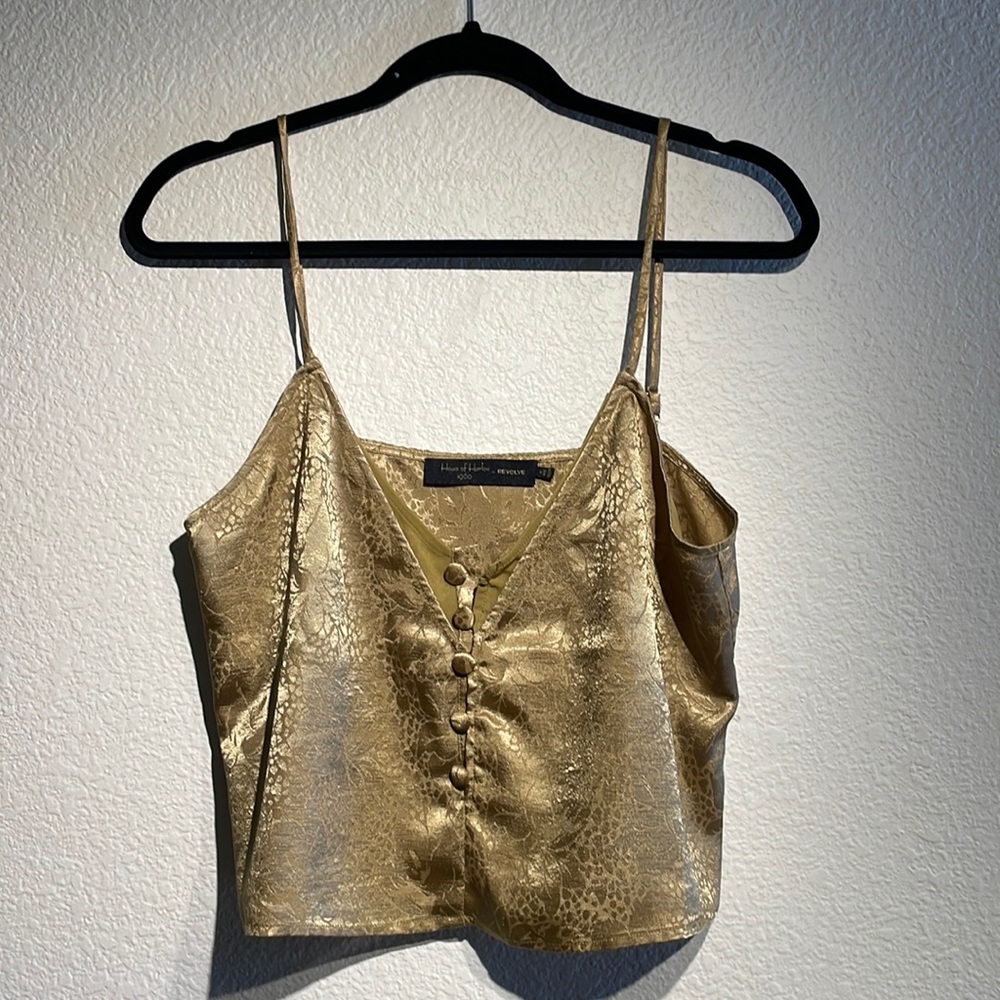 gold crop tank top